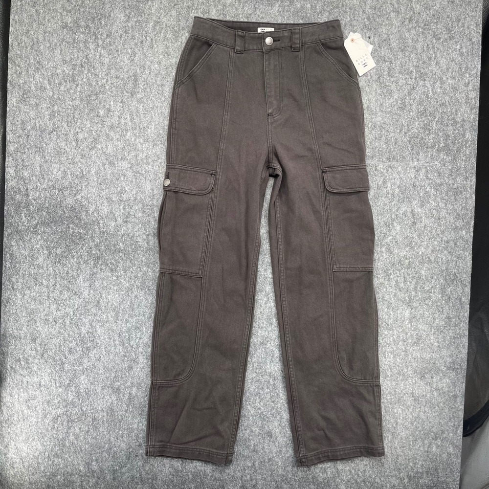 Billabong Cargo Pants Womens 26 Gray High Waisted Straight Leg ABJDP00135